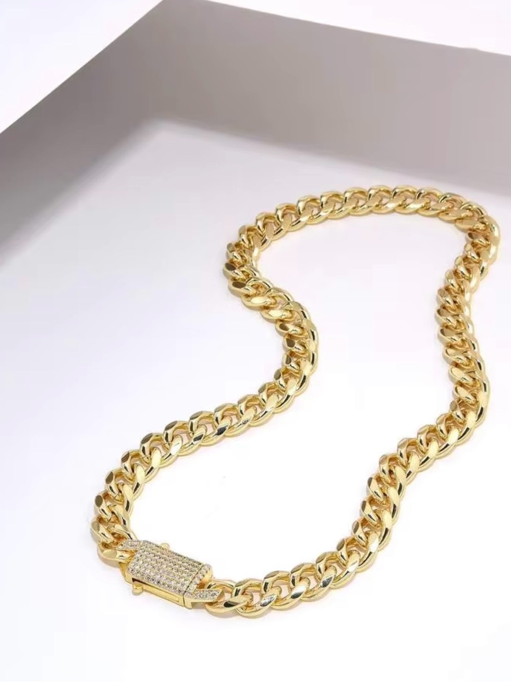 Box Clasp Cuban Chain Necklace